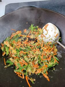 Orak arik, stir fried eggs with green beans and carrots